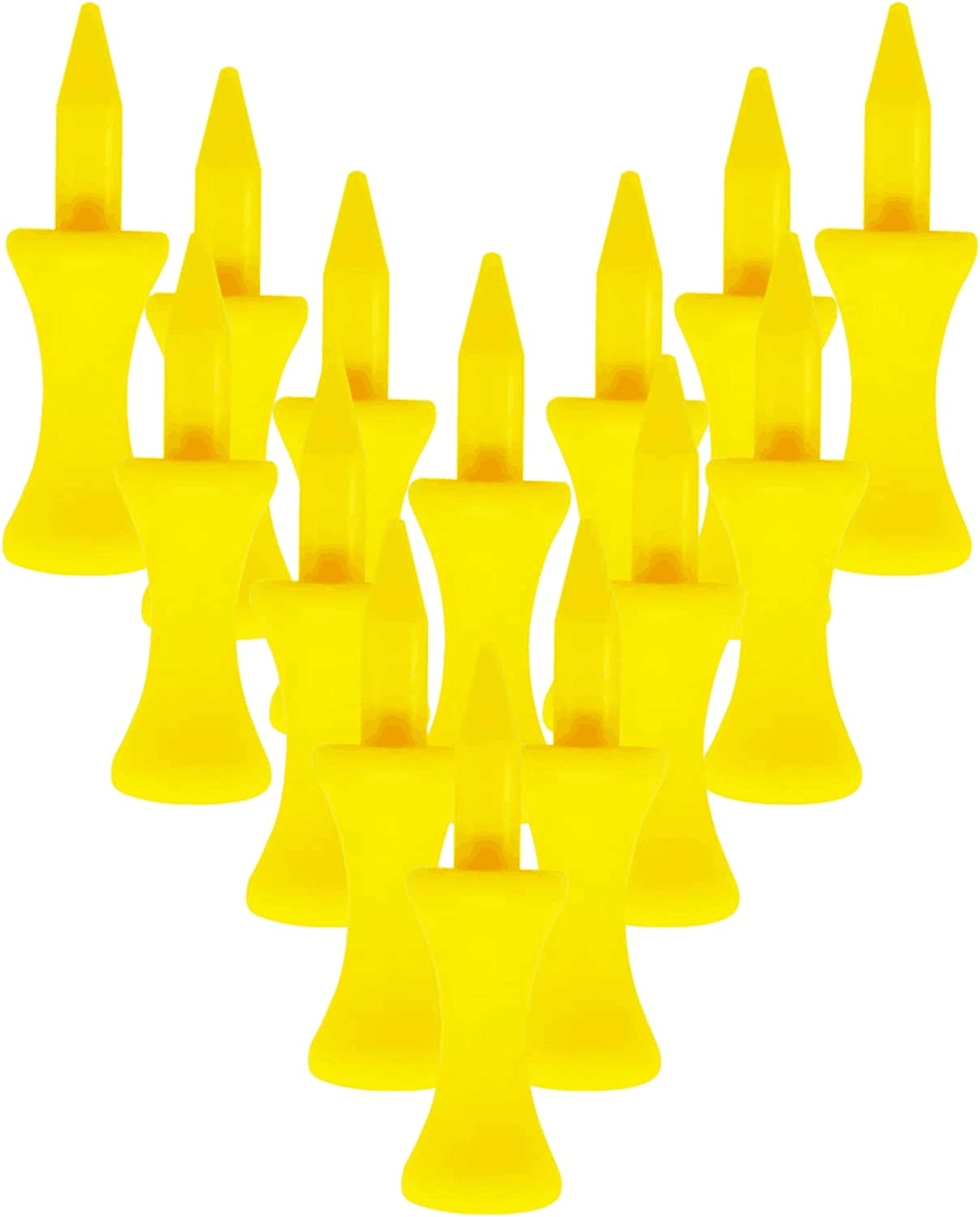 FINGER TEN Golf Tees Plastic Step Down Unbreakable1 3/4 inch 50 Pack, Golf Tees Castle Durable Portable Professional for Golf Practice (All 1 3/4'' In Yellow)