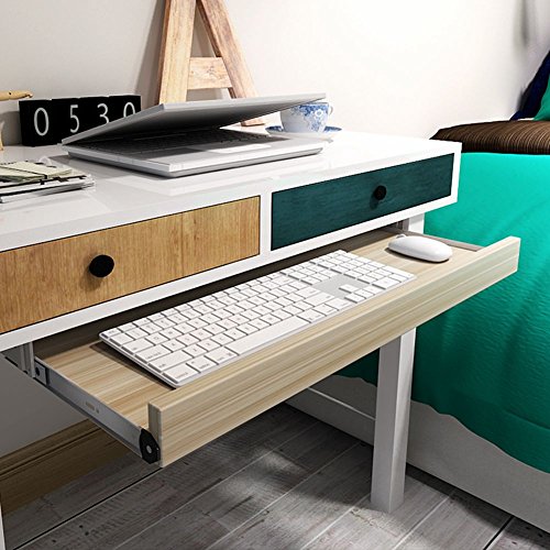 20x11" Home Furniture Office Keyboard Tray Drawers Slide Two Rail Slide Keyboard Tray Mute Suitable for Small Keyboard Light Walnut