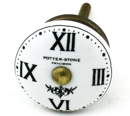 Romantic Decor Ceramic Cabinet Knobs 1.50" Diameter, 10 Pack Watch Face C145VF with Antique Bronze Backplate - Thumbnail 2