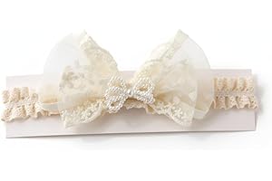 White Lace Satin Baby Headband Baby Bows for Girls Soft Baby Bow Headband for Newborns Christening Birthday Photo Shoot Bande