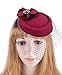 Aniwon British Style Wool Pillbox Hat Cocktail Party Wedding Flower Veil Fascinator for Women