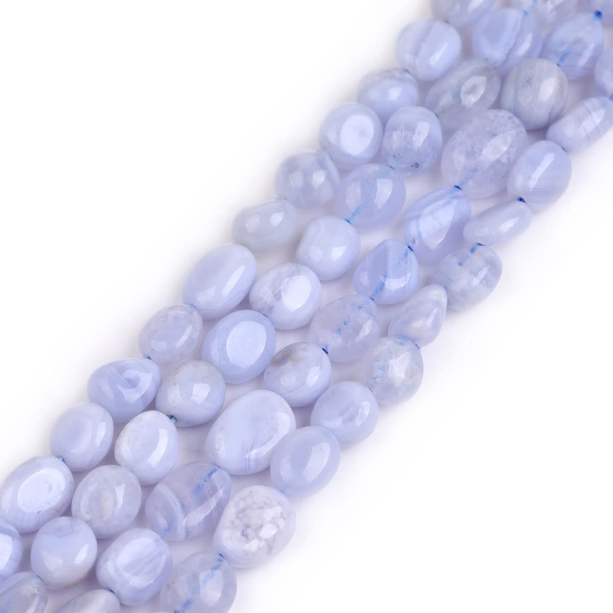 Sweet & Happy Girl's Store 5X7mm Freeform Potato Shape Gemstone Blue Chalcedony Beads Strand 15 Inch Jewellery Making Beads