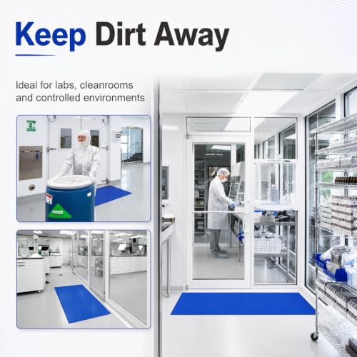 AAwipes Sticky Mat Tacky Pads Adhesive 24" x 36" 5 Packs, 30 Sheets/Packs, 150 Sheets Total Blue Cleanroom Floor Mats Remove Dirt for Laboratory Construction Hospital Shoes