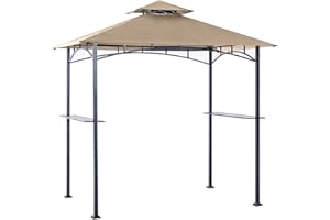 Grill Gazebo Replacement Roof - ABCCANOPY 5x8 Double Tiered BBQ Canopy Top Cover, Outdoor Grill Tent Roof for #L-GZ238PST-11 (Beige)