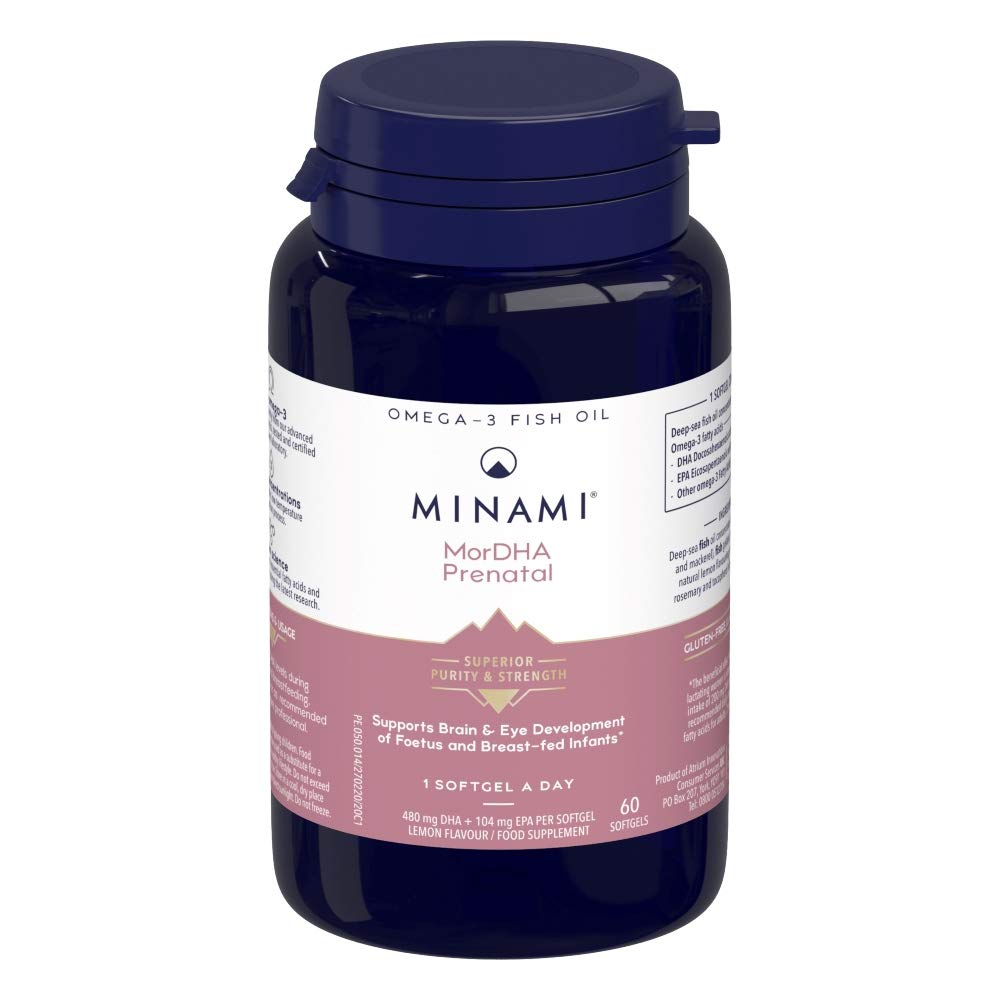 Omega 3 Fish Oil Supplement - Minami - MorDHA Prenatal with high Concentration of DHA Formula - Supports Brain and Eye Development of Foetus and Breast-fed Infants - 60 Softgels