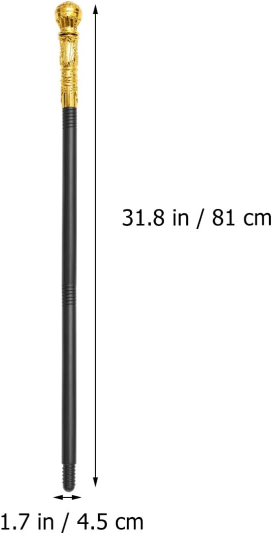 Halloween Cosplay Walking Cane, 3-Section Plastic Walking Stick with Golden Knob - Image 4