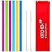 Big Reusable Straws for Smoothies and for 30 oz Tumbler Yeti/Rtic - 6 Straight Wide Reusable Straws + 2 Brushes + 1 Red Storage Pouch - Reusable Drinking Straws Set - Silicone Straws Bundle