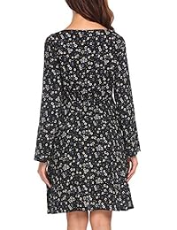 SE MIU vestido de fiesta de manga larga con estampado floral, acampanado en A, para mujer