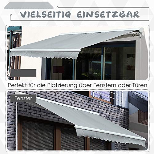 Outsunny Markise mit Handkurbel, Gelenkarmmarkise, Elektrisch/Manuell, mit Fernbedienung, Sonnenschutz, Wandmontage… – Bild 7