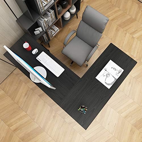 SogesPower L-Shaped Corner Computer Desk with PC Holder Multifunctional Computer Table Workstation, Black