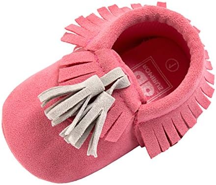 Frontonline Infant Baby Girls' Moccasins Soft Sole Tassels Prewalker Anti-Slip Toddler Shoes 6-12 Month (Model:DPH)