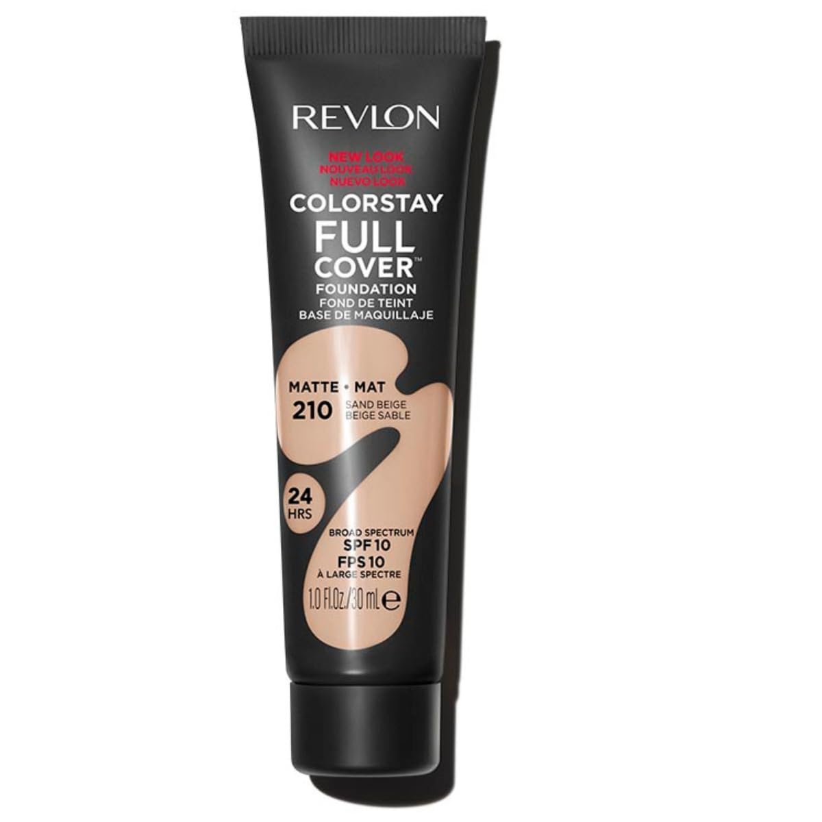 Revlon ColorStay Full Cover Longwear Matte Foundation, Heat & Sweat Resistant Lightweight Face Makeup, Sand Beige (210), 30ml