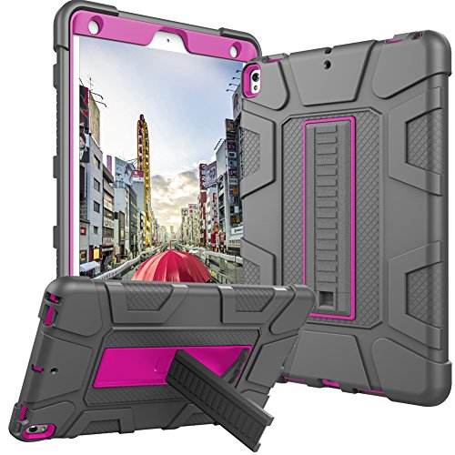 iPad Pro 10.5 inch Case, CASY MALL Three Layer Heavy Duty Full Body Protective Case with Kickstand for Apple iPad Pro 10.5 inch 2017 Model Gray Purple