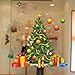 MLM Merry Christmas Bells Gifts Socks Wall Decals Christmas Tree Shop Window Removable Wall Stickers Shop Window Decorations Murals Removable DIY Home Decorations Art Décor
