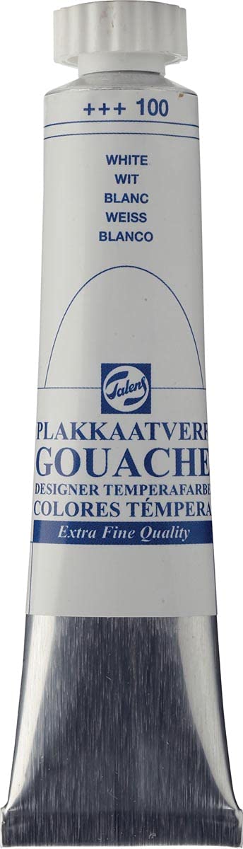 Talens Gouache Extra Fine Quality - 20 ml Tube - White 100 - Highly Pigmented Matt Finish - Artist & Designer Paint