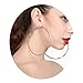 Hypoallergenic Extra Large Flattened Round Metal Hoop Earrings 2 PAIRS
