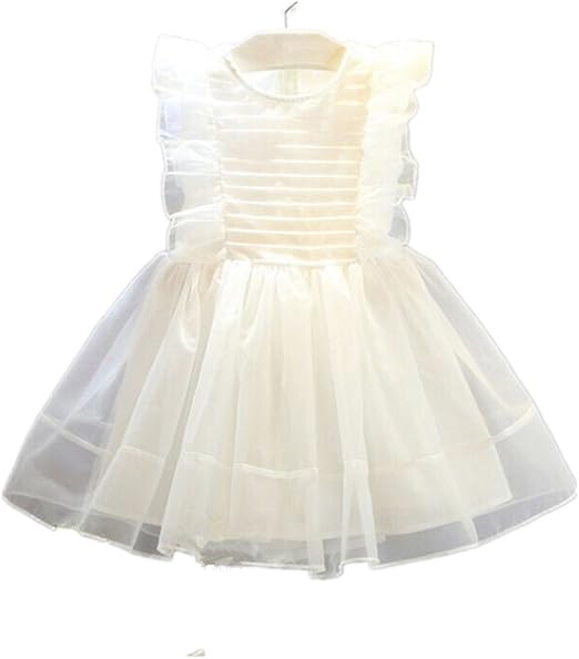 Amazon ミニアウル Miniowl 楚々とした美しさ 女の子 純白 オーガンジー ワンピース 子供 ノースリーブ 白 ドレス 結婚式 フラワーガール コンクール用 お出かけにも 9 フォーマル 通販