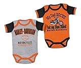 Harley-Davidson Baby Boys' Mom Rules 2 Creeper Set, Black/Orange 3050553 (9/12M)