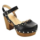 Beston CD46 Women's Platform Studded Hollow Up Chunky Heel Sandals