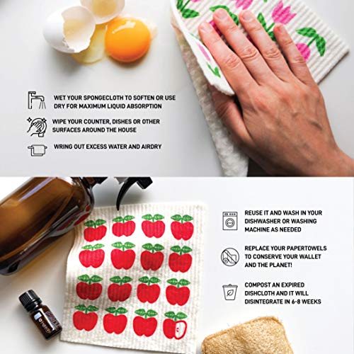 Nordhus Design Swedish Dishcloths for Kitchen 10 Pack Reusable and