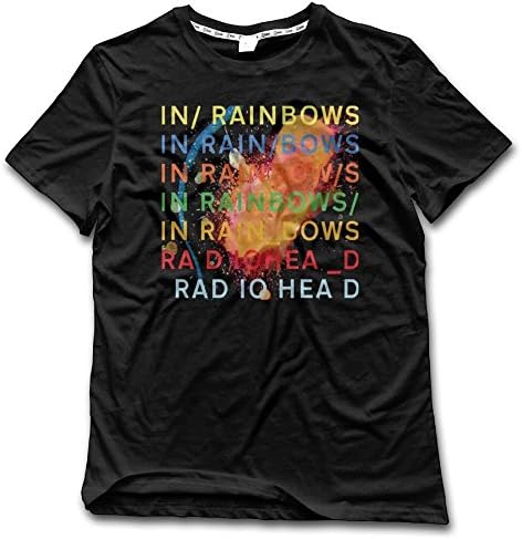 PaulIanCarmichae Man in Rainbows Radiohead Cotton Short Sleeve Tee Boy Funny Tees Black