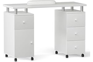 ABTSalon White Nail Station - Acetone Resistant, Ideal for Nail Tech & Salon Use