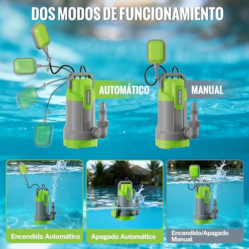 WORKPRO Submersible Dirty Water Pump 700 W, Water Pump with Float Switch, Maximum Flow Rate 17,000 L/h, Immersion Depth 7 m, for Basements, Pools and Garden Drainage