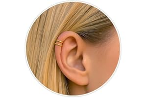14K Gold-Filled Ear Cuff for Women – Double Hoop Clip-On Helix Cuff, 20G Faux Cartilage Spiral Earring – Adjustable Clip-On H