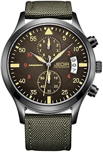 JEDIR Men's Chronograph Watch Quartz Wristwatch Classic Design Date Calendar and Leather Band