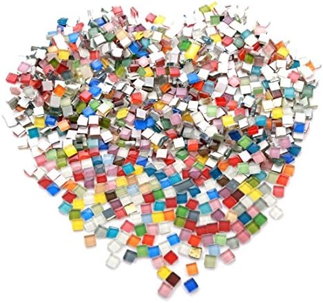 Vinallo 0.44lb/200g About 200 Pcs 1 by 1 cm Mixed Colors Mosaic Tiles Glitter Glass Mosaics for DIY Art Craft and Home Decoration