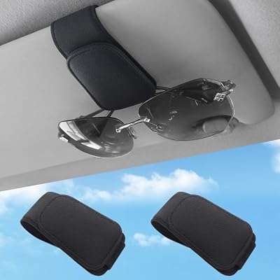 TCJJ Car Visor Sunglasses Holder Leather Clip Magnetic Glasses Holder (Black, 2)