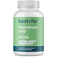 BESTVITE Pantothenic Acid 500mg (Vitamin B5)(240 Vegetarian Capsules) - No Stearates - No Gelatin - No Calcium Silicate - Vegan - Non GMO - Gluten Free