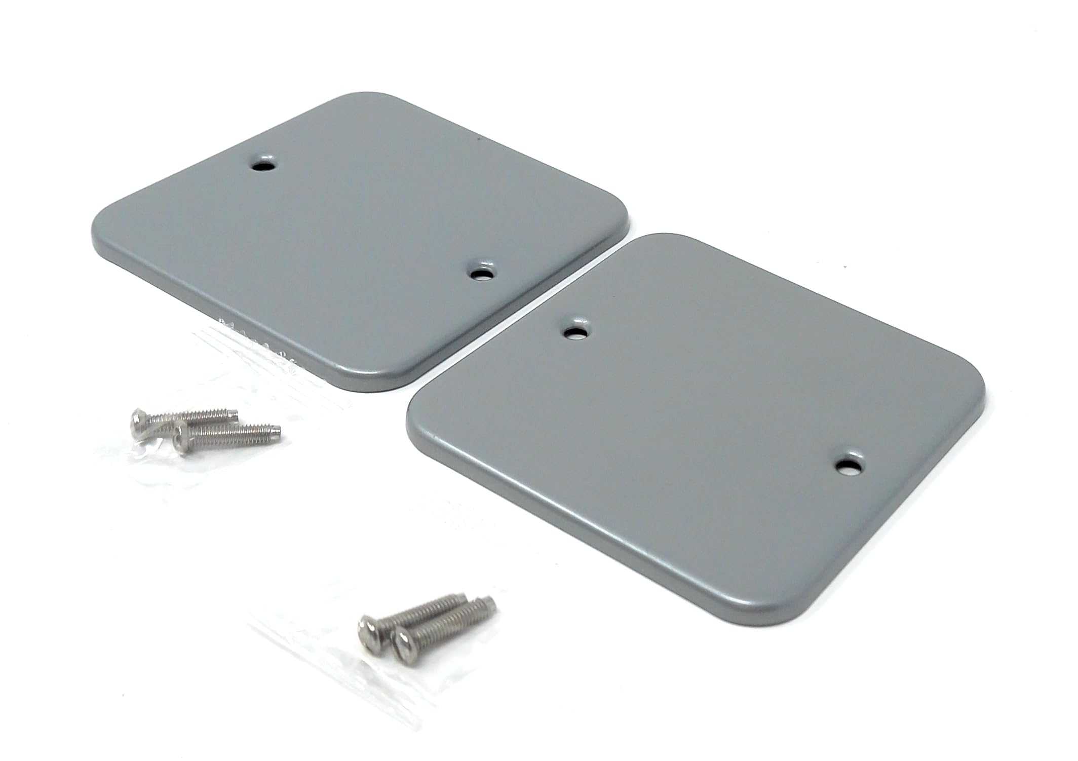 2pcs. Single Gang Metal Clad Blanking Plate – Durable Wall Faceplate Cover for Electrical Sockets with Screws Included (80x80x4mm)