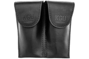 Trumpet Mouthpiece Pouch KGUBrass Leather Crazy Horse Brown. Handmade (DOUBLE, Black)