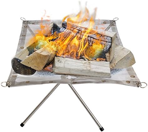Camping Fire Pit Stove with Stainless Steel Mesh, Portable and Folding for Solid Fuel When Picnic, BBQ Party, Fishing, Hiking, Outdoor Activities
