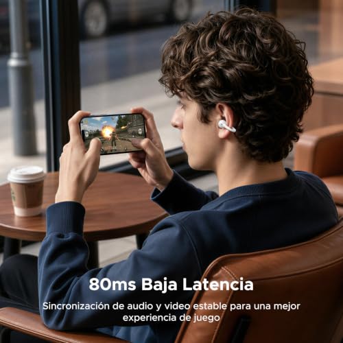 UGREEN HiTune S3 Air Audífonos Inalámbricos In Ear 35 Horas, Bluetooth 6.0 con 2 AI Micrófonos, Audífonos Open Ear 12 mm Diafragma, Control por App, IPX5 para Deportes al Aire Libre y Fitness, Blanco
