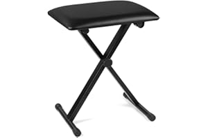 Flexzion Foldable Piano Bench - Adjustable Piano Keyboard Bench Seat & Musician Stool - Anti-Slip Piano Keyboard Chair Stool 