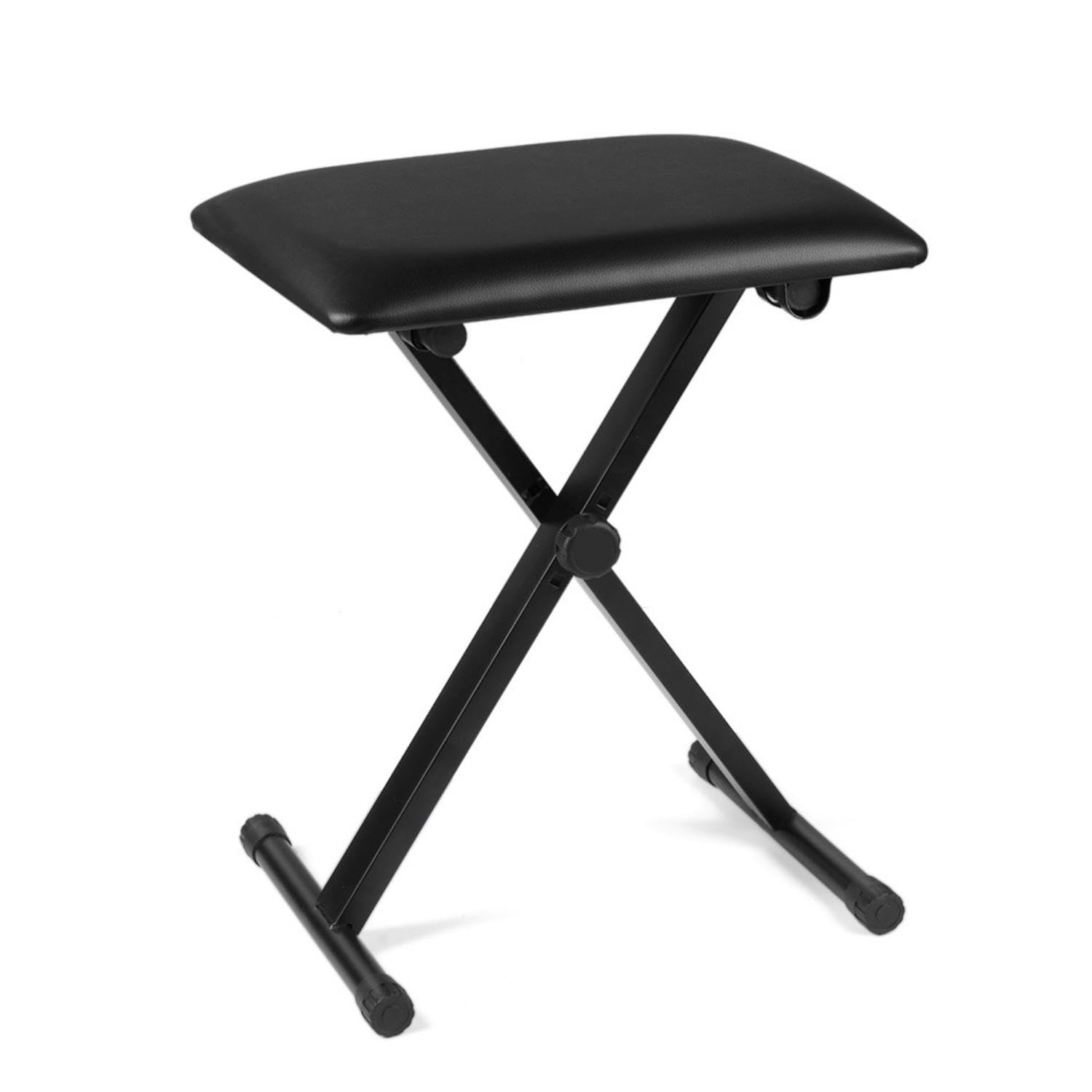 Flexzion Foldable Piano Bench - Adjustable Keyboard Seat & Musician Stool - Anti-Slip Comfortable Padded Folding Stool