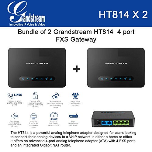 Bundle of 2 Grandstream HT814 4 port FXS Gateway with Gigabit NAT Router