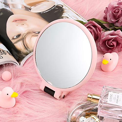 DUcare 10x Magnifying Handheld Mirror,Travel Folding Hand Held Mirror,Double Sided Pedestal