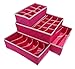 American Trends 4 Set Closet Clothes Underwear Organizer Divider Storage Boxes Rose Red