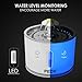 pedy Cat Water Fountain Stainless Steel, Automatic Pet Fountain with LED Light Switch & Water Level Window, Dog Water Dispenser with 2 Replacement Filter and Flower Silicone Mat, 81oz/2.4L