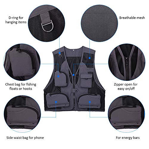 ASADVE Angelweste Weste Herren Outdoor Weste Mit Taschen Angelweste Quick Dry Wandern Jagd Angelweste Polyesterfaser… – Bild 6