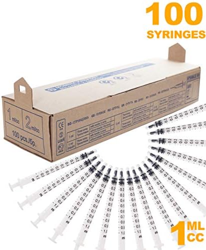 1ml Disposable Syringe with 25 Reusable Covers - 100 Sterile Luer Slip Tip Insulin Syringes Without Needle by MKsupplies