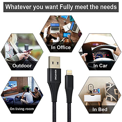 iPhone charger cable ONGAHON 3Pack {3.3ft/1M 6.6ft/2M 10ft/3M} USB iPhone Charging Cable Compatible With iPhone 12/11 Pro Max XS Max X 8 7 Plus 6 6s 5c,SE 2020,iPad And More