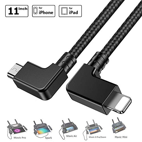 O'woda Micro USB to iPhone / iPad Data Cable 11.4inch Nylon Braided Right Angle Connector OTG Cord for DJI Mavic Pro / Spark / Mavic Air / Mavic 2 Pro & Zoom