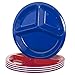 Liberty 10-inch Plastic Divided Plates | set of 12 in 3 Assorted Colors