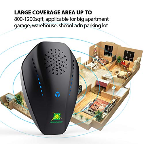 Neatmaster Ultrasonic Pest Repeller Electronic Plug in Indoor Pest Repellent, Pest Control for Mice, Mosquito, Ant, Spider, Bug, Roach, Human and Pet Safe (Black)