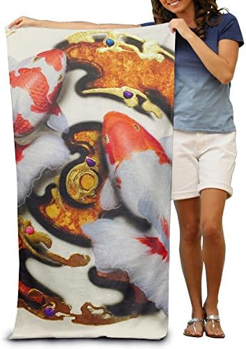 Koi Carp Fish Painting 100% Polyester Adults Beach Towels Unisex Bath Towel