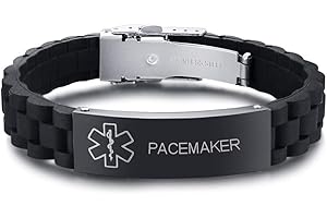 XUANPAI Personalized Engraving Silicone Medical Alert ID Bracelet Emergency Wristband for Men,Adjustable